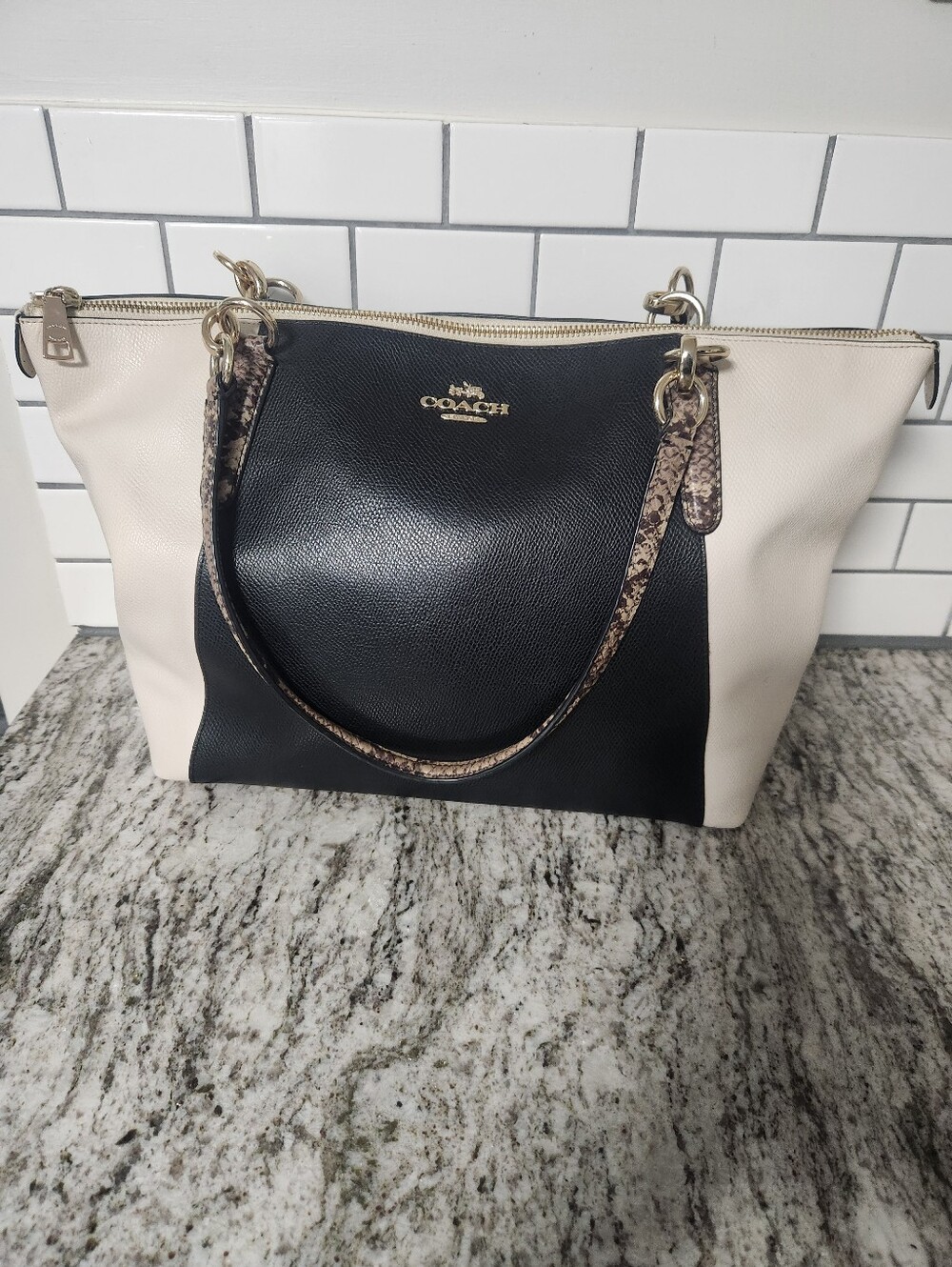 COACH Ava Tote With Python Accents